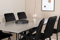 Venture Home Spisegrupper-Penny Spisegruppe 190 cm inkl. 6 Robin Fløyelsstoler Svart,Grey