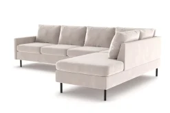 Scandinavian Choice Velour Sofa & Fløyel Sofa-Peppe 4-seters Høyrevendt L-formet Sjeselongsofa i Manchester Beige