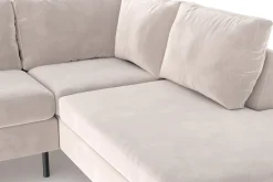 Scandinavian Choice Velour Sofa & Fløyel Sofa-Peppe 4-seters Høyrevendt L-formet Sjeselongsofa i Manchester Beige