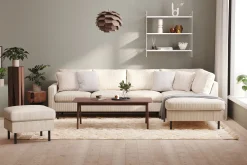 Scandinavian Choice 2 Seter Sofa|Sofa Med Sjeselong-Peppe 4-seters Høyrevendt L-formet Sjeselongsofa i Manchester Beige