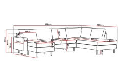 Scandinavian Choice U-Sofa-Peppe 4-seters Høyrevendt U-formet Sofa med Divan og Sjeselong i Manchester Mørkegrå