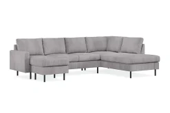 Scandinavian Choice U-Sofa-Peppe 4-seters Høyrevendt U-formet Sofa med Divan og Sjeselong i Manchester Mørkegrå