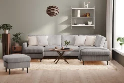 Scandinavian Choice U-Sofa-Peppe 4-seters Høyrevendt U-formet Sofa med Divan og Sjeselong i Manchester Mørkegrå