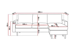 Scandinavian Choice Peppe 3-seters Vendbar L-formet Divansofa i Stoff