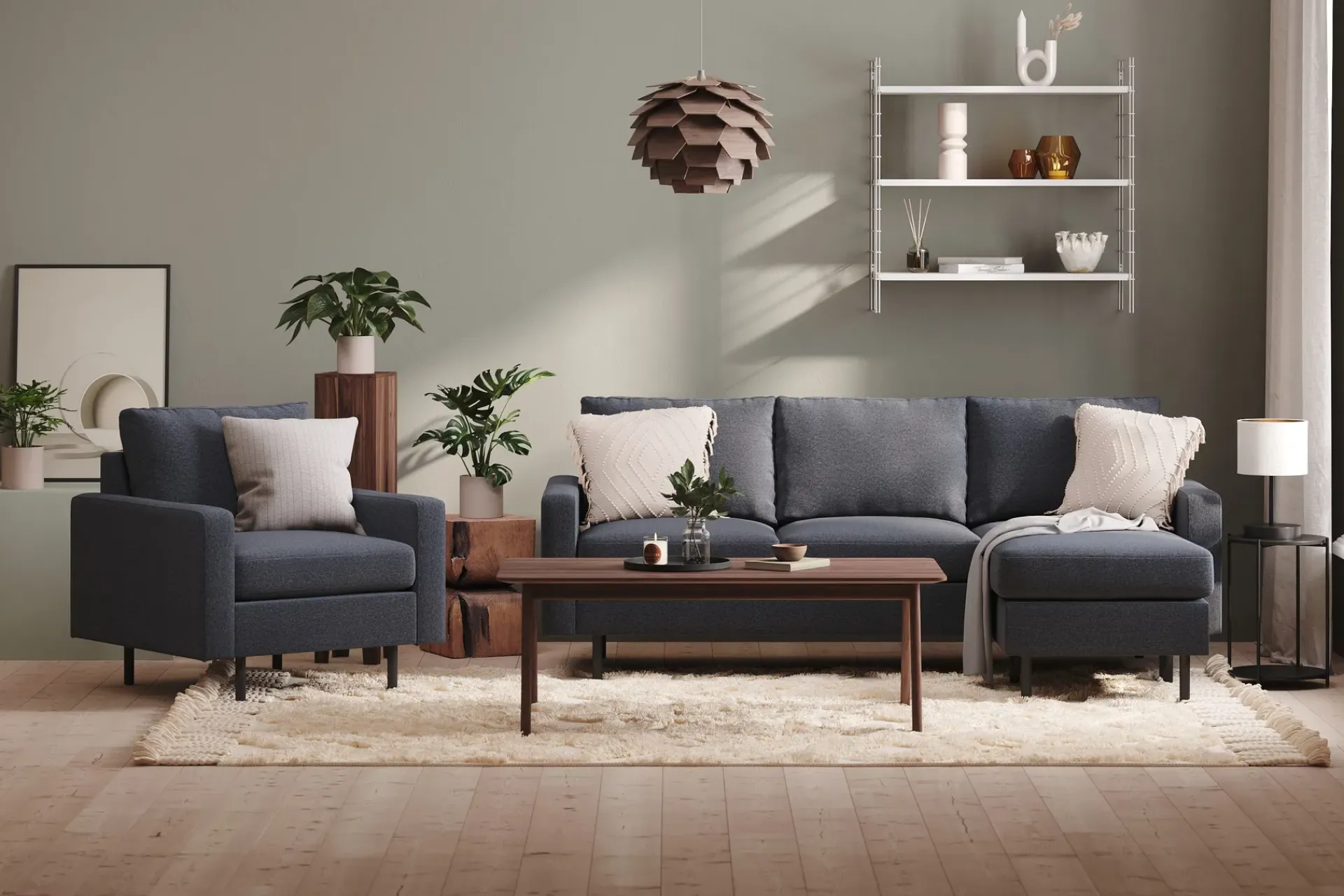 Scandinavian Choice Peppe 3-seters Vendbar L-formet Divansofa i Stoff