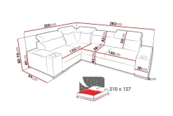 Sovesofaer-Perseo Divansovesofa 282x205x95 cm Rux 1 + Zygo 8