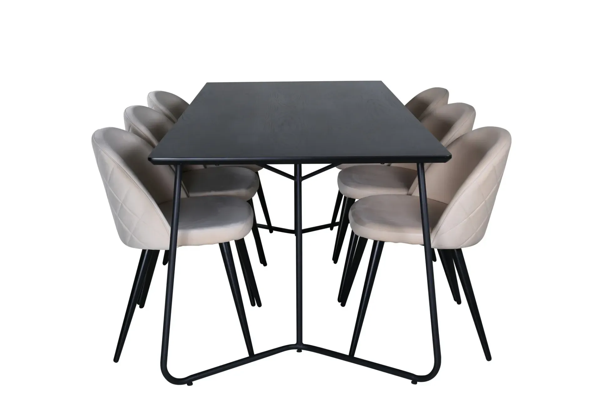 Venture Home Spisegrupper-Petra Spisegruppe 190 cm Rektangulær med 6 Velvet Stoler Svart