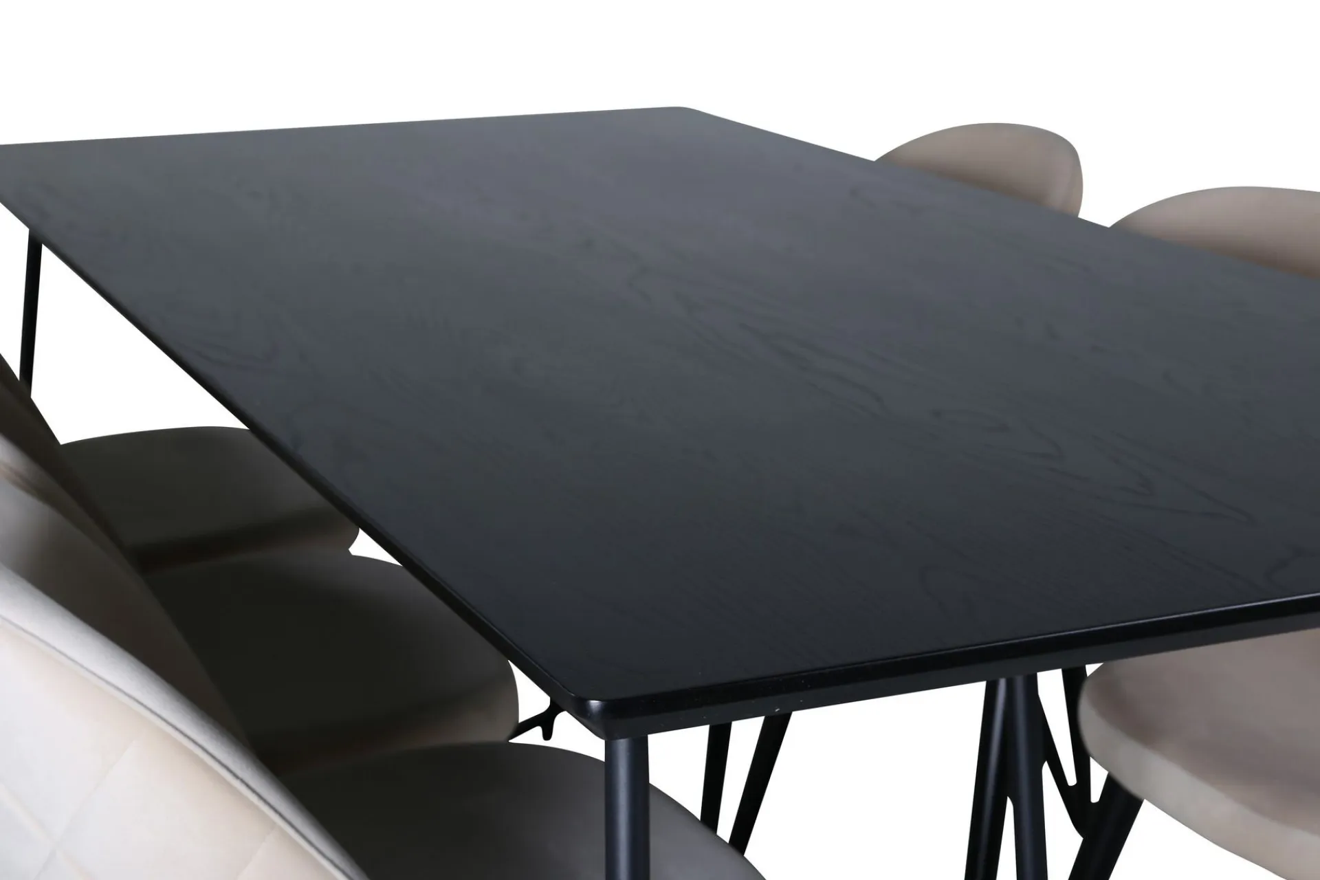 Venture Home Spisegrupper-Petra Spisegruppe 190 cm Rektangulær med 6 Velvet Stoler Svart