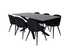 Venture Home Piazza Spisegruppe 180 cm Rektangulær med 6 Velvet Stoler
