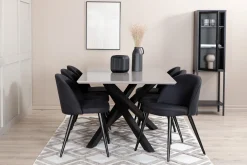 Venture Home Piazza Spisegruppe 180 cm Rektangulær med 6 Velvet Stoler