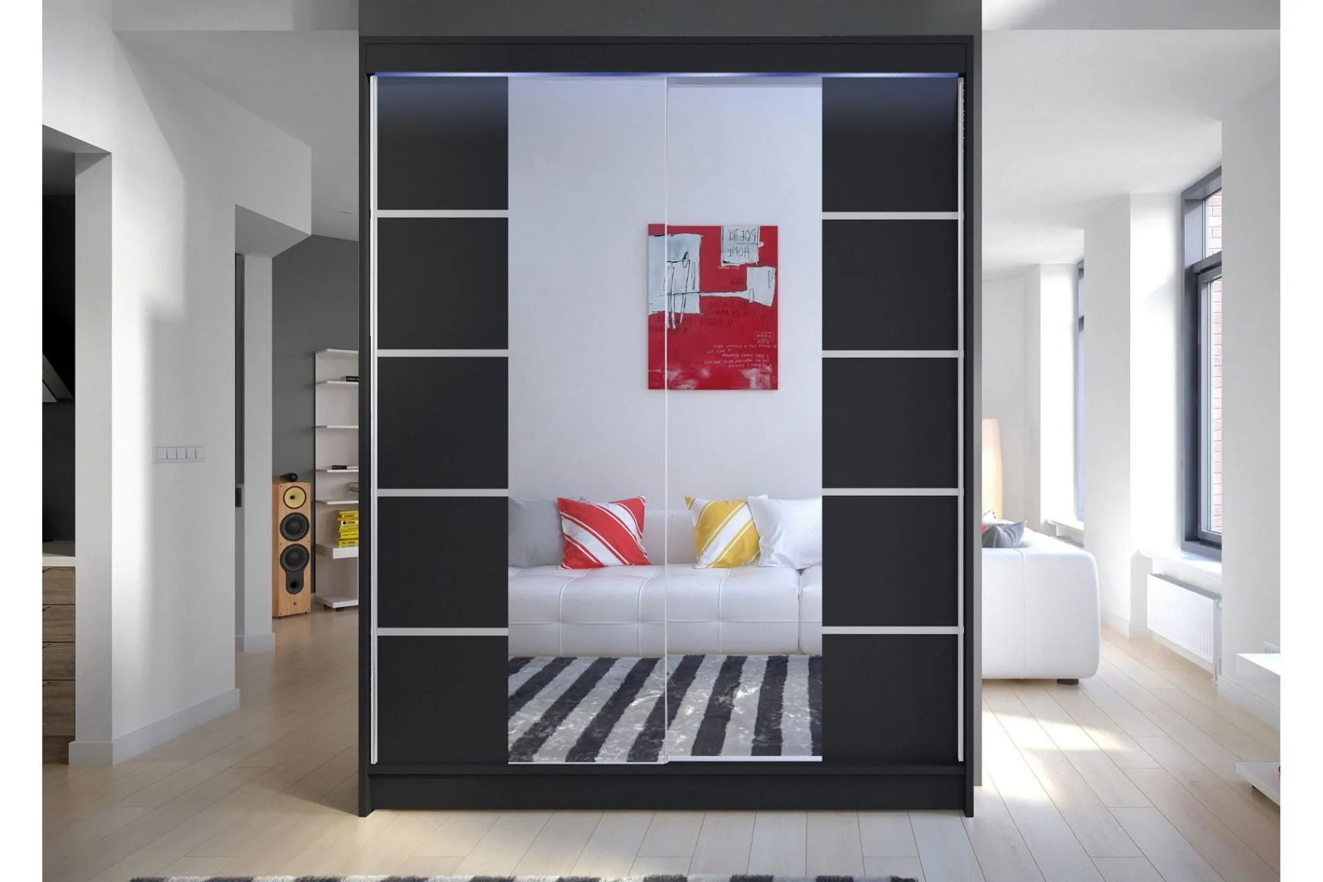 Garderober & Garderobesystem-Pickering Garderobe Med Speil 150x200 cm Svart