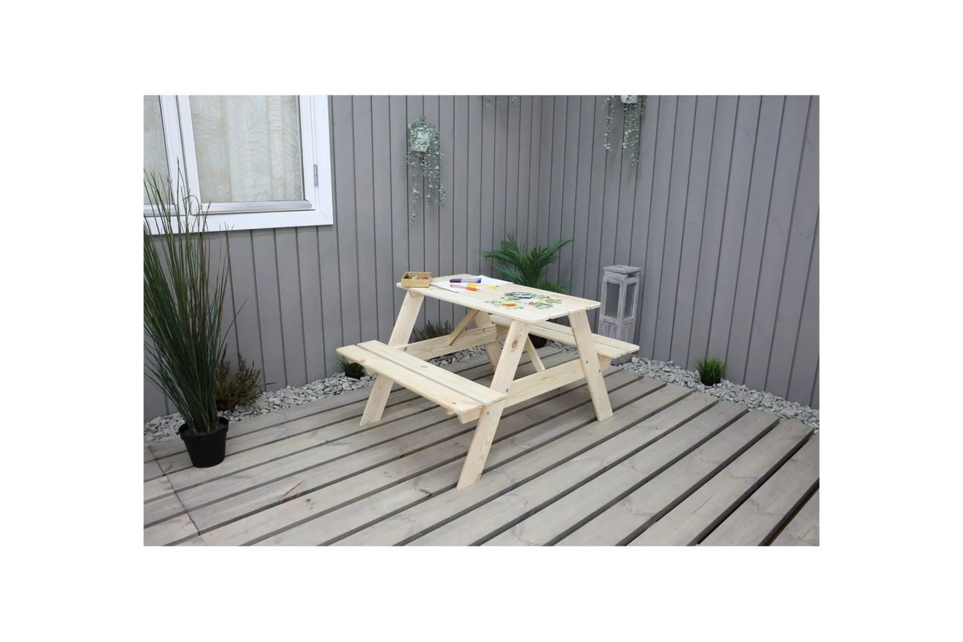 Hagemøbler Barn-Piknikbord Mini Rasta for barn Natur