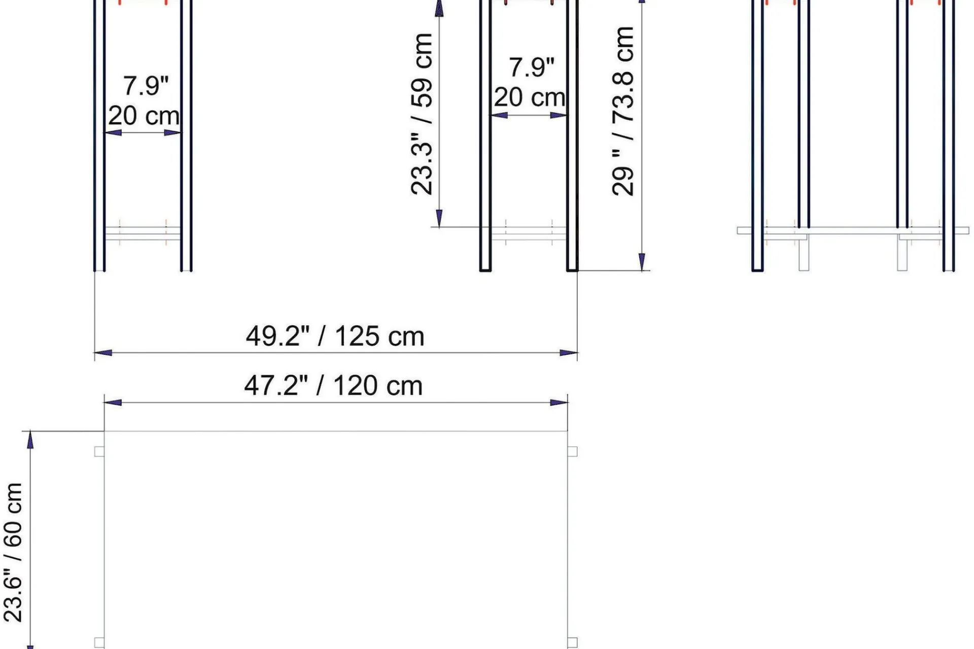Pinnarp Skrivebord 125 cm med Oppbevaring 2 Hyller