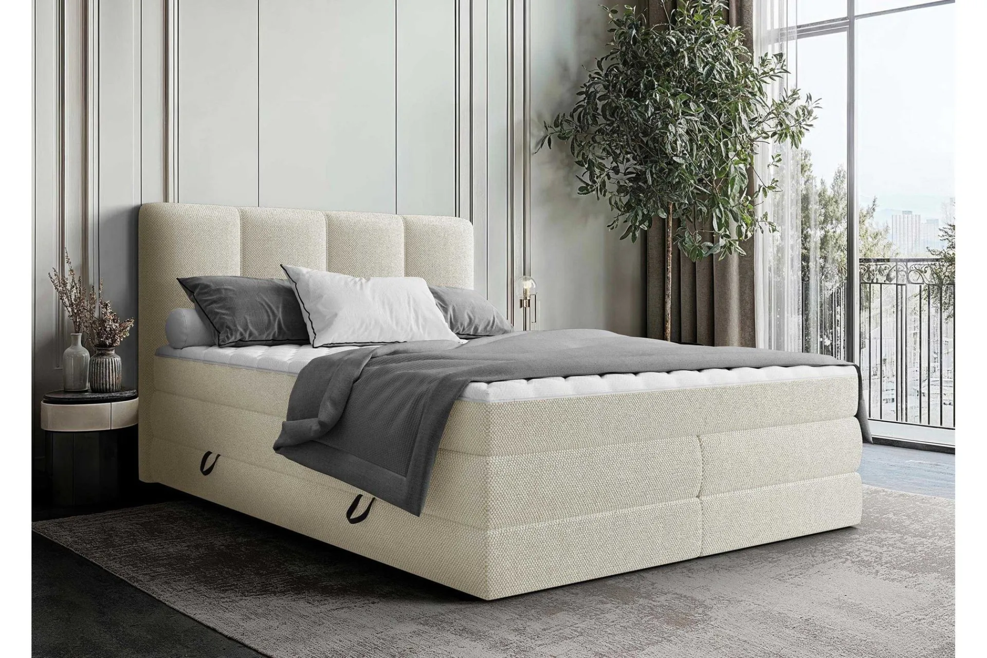 Kontinentalsenger|Seng Med Oppbevaring-Pinta Oppbevaringsseng 160x200 cm Beige