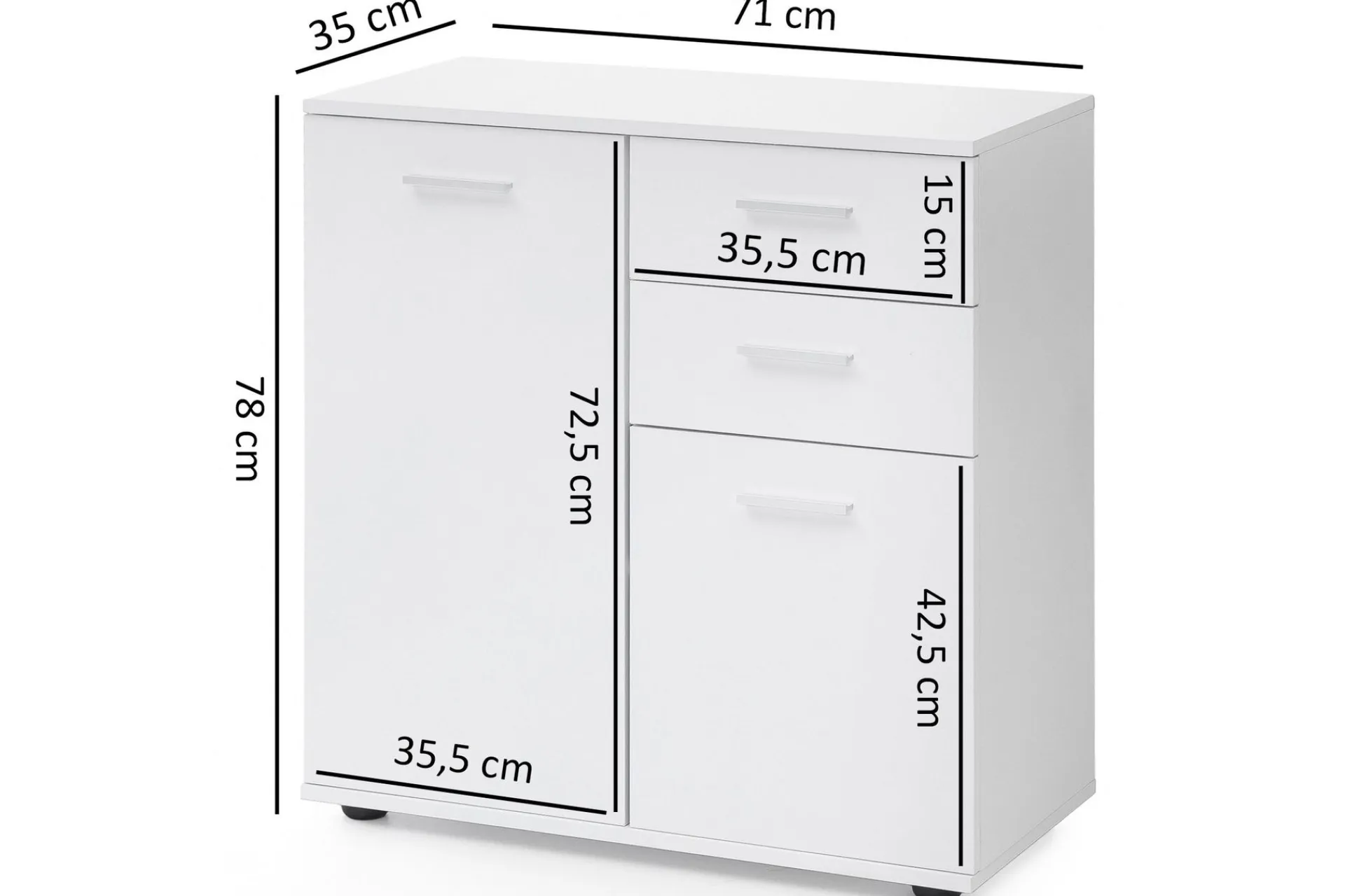Wohnling Kommode|Entrekommode-Pinuelas Kommode 71x36 cm Hvit
