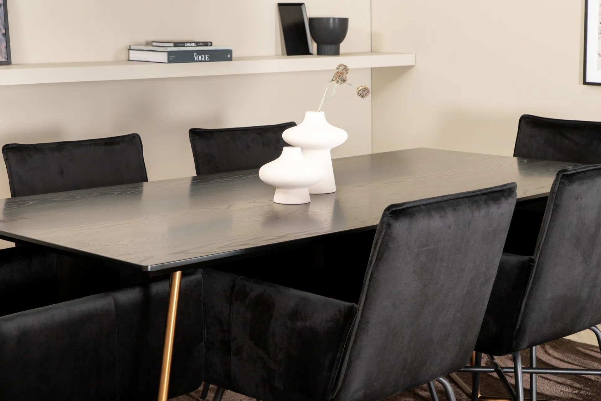Venture Home Spisegrupper-Pipi Spisegruppe 190 cm inkl. 6 Pipi Stoler Kobber,Svart