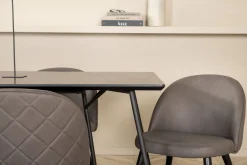 Venture Home Spisegrupper-Pippi spisebord med 6 Fløyel Spisestol Svart