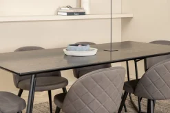 Venture Home Spisegrupper-Pippi spisebord med 6 Fløyel Spisestol Svart