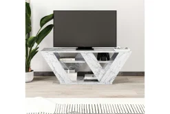 Tv-Benk & Mediabenk-Pipralla TV-benk 110 cm Hvit Marmor