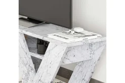 Tv-Benk & Mediabenk-Pipralla TV-benk 110 cm Hvit Marmor