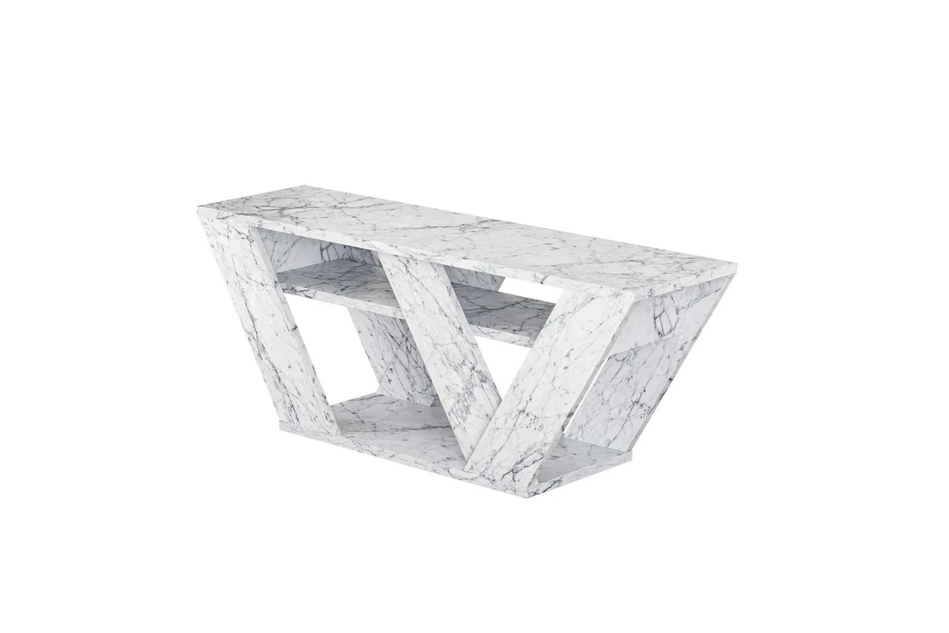 Tv-Benk & Mediabenk-Pipralla TV-benk 110 cm Hvit Marmor