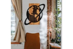 Skilt-Planet Wooden Accessory Veggdekor Svart/Valnøtt