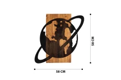 Skilt-Planet Wooden Accessory Veggdekor Svart/Valnøtt
