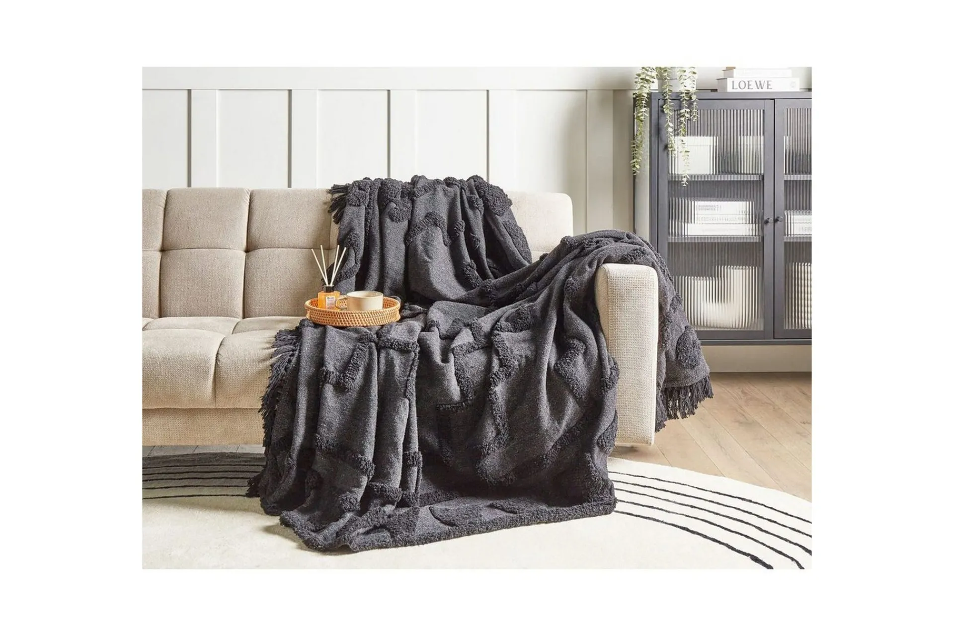 Tepper & Pledd-Pledd Chack Grå/svart, 220x240 cm Grey,Svart