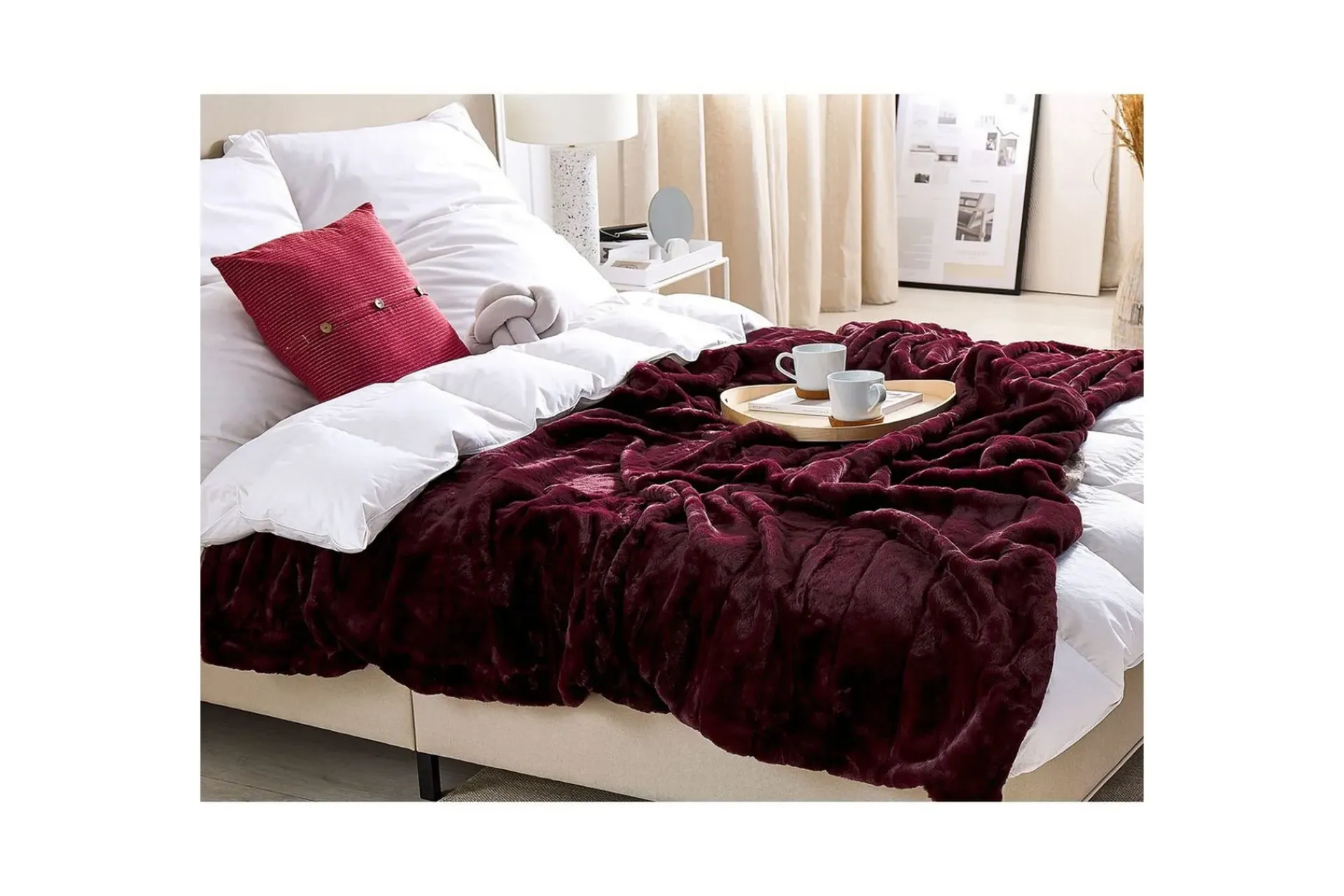 Tepper & Pledd-Pledd Tantan 180x220 cm Rød,Beige