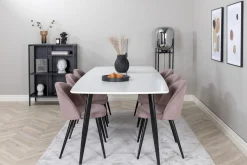 Venture Home Polar Spisegruppe 240 cm Rektangulær med 6 Velvet Stoler