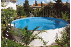 Planet Pool Basseng-Pool over bakken stålveggbasseng Premium rund 4,2x1,2 m nedgravd L:Bl Blå