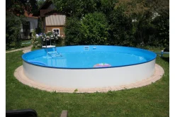 Planet Pool Basseng-Pool over bakken stålveggbasseng Premium rund 4,2x1,2 m nedgravd L:Bl Blå