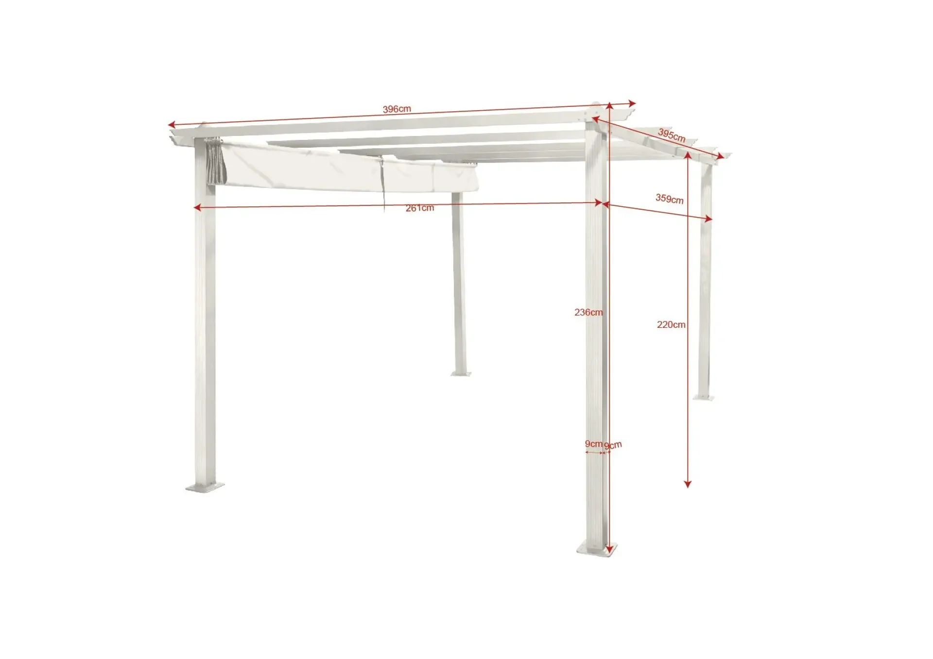 Comfort Garden Markiser|Paviljonger-Porto stor pergola 4x3 m i aluminium med tak Hvit