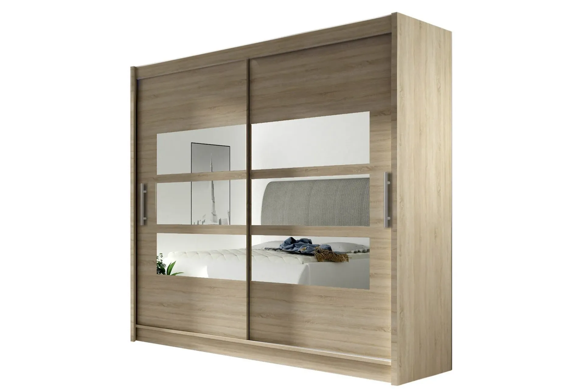 Scandinavian Choice Prag Garderobe 180 cm Skyvedører Delt Speil