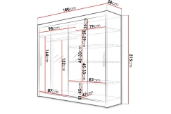 Garderober & Garderobesystem|Knaggerekke-Prag Garderobeskap med Speil 180x215 cm Svart