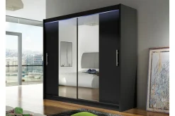 Garderober & Garderobesystem|Knaggerekke-Prag Garderobeskap med Speil 180x215 cm Svart