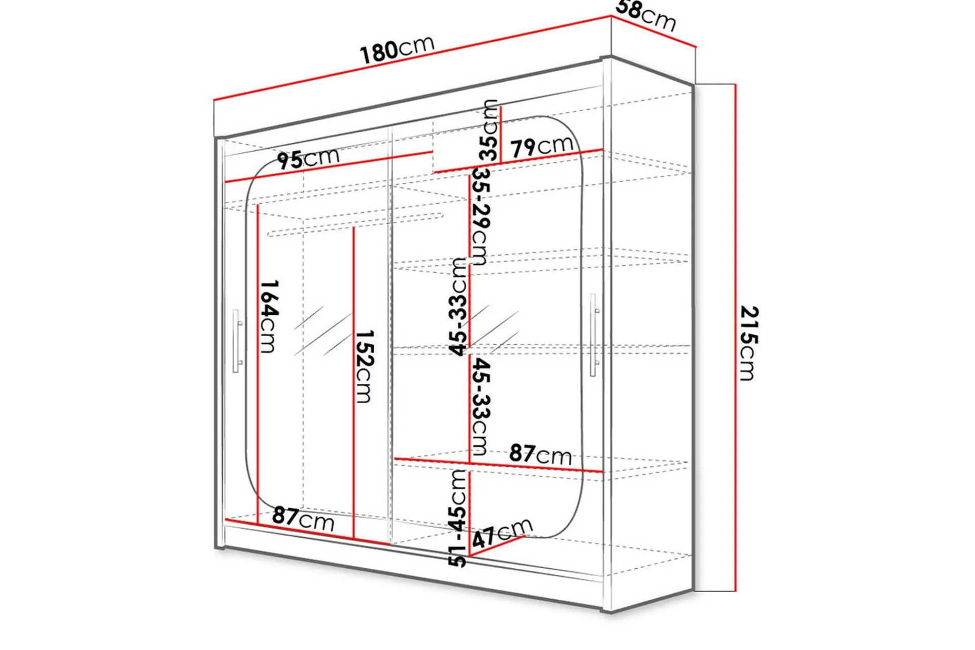 Scandinavian Choice Garderober & Garderobesystem-Prag Garderobe Skyvedører Firekantet Speil tre