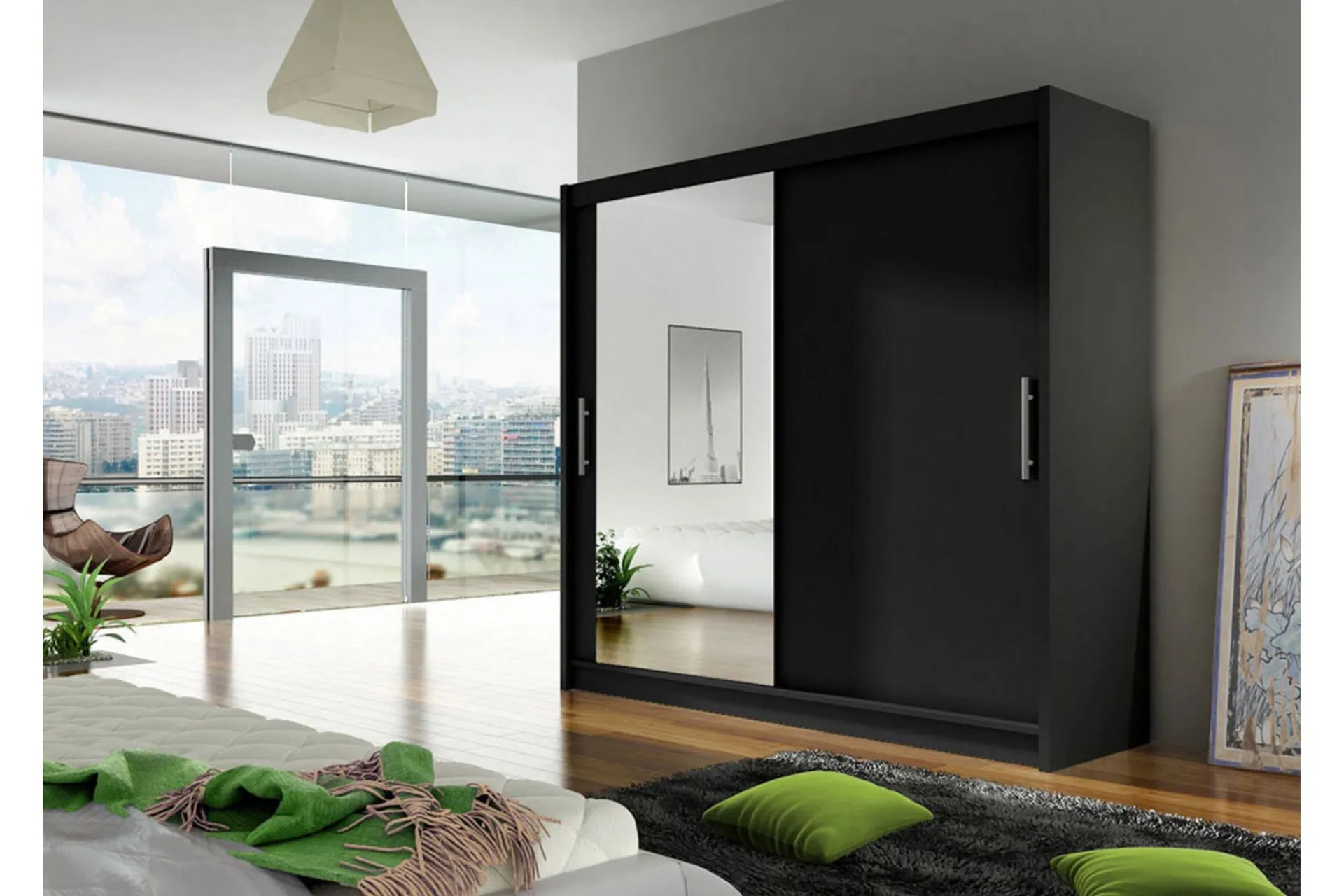 Scandinavian Choice Prag Stor Garderobe med Skyvedører + Speil