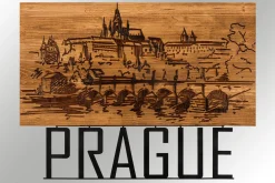 Skilt-Prague Veggdekor Svart/Valnøtt