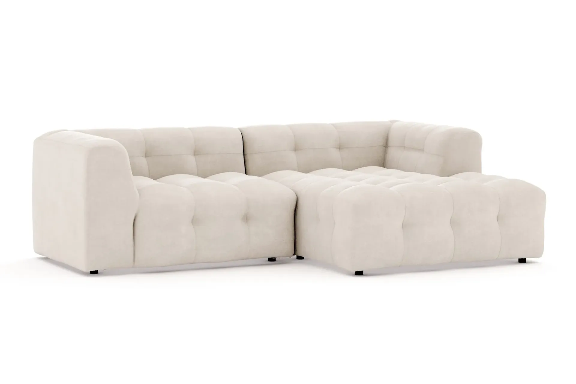 Andrarum Puffy 3-seters boblete sofa med divan høyre