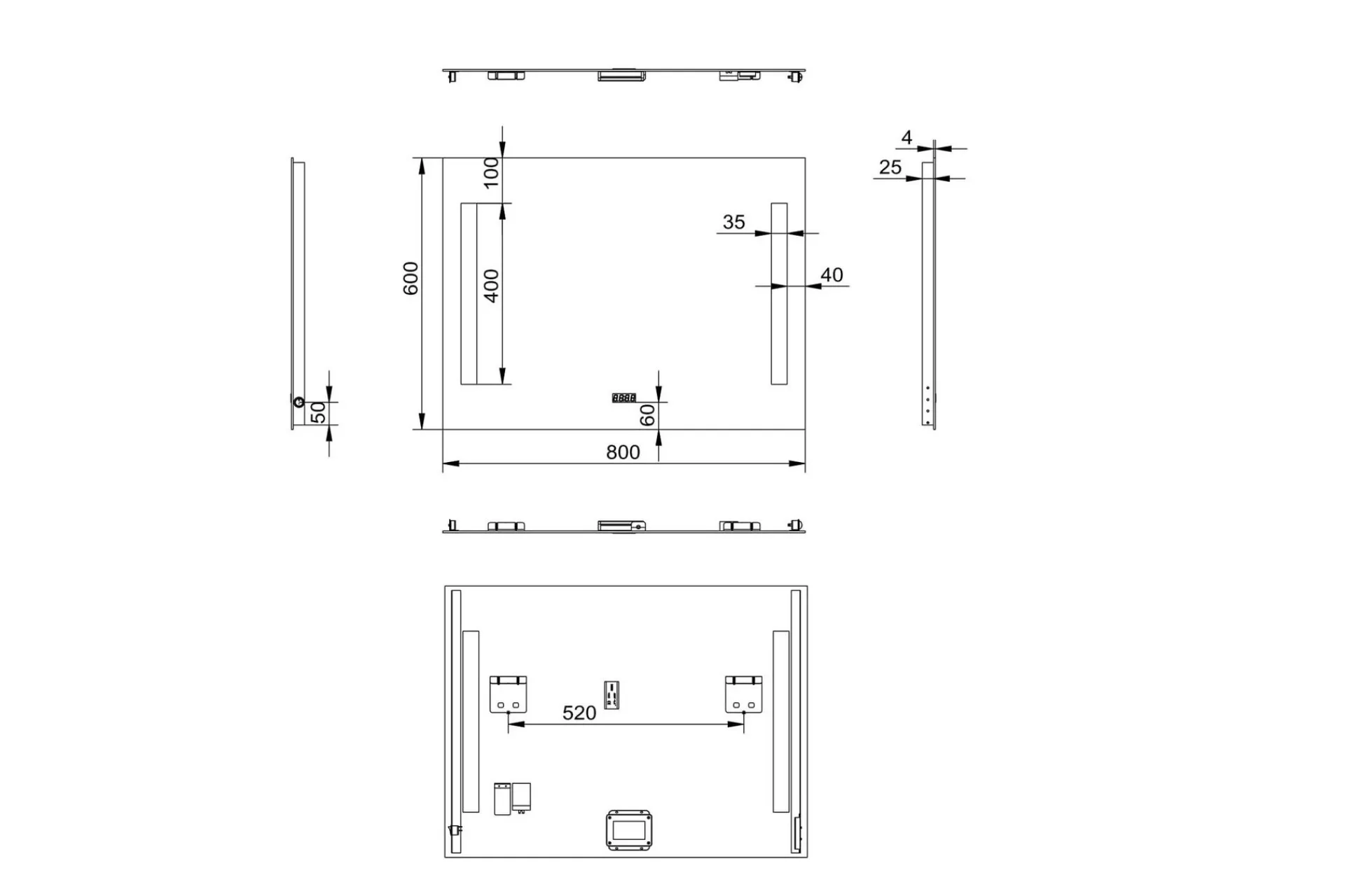 Purnuvara Baderomsspeil 60 cm LED-Lys