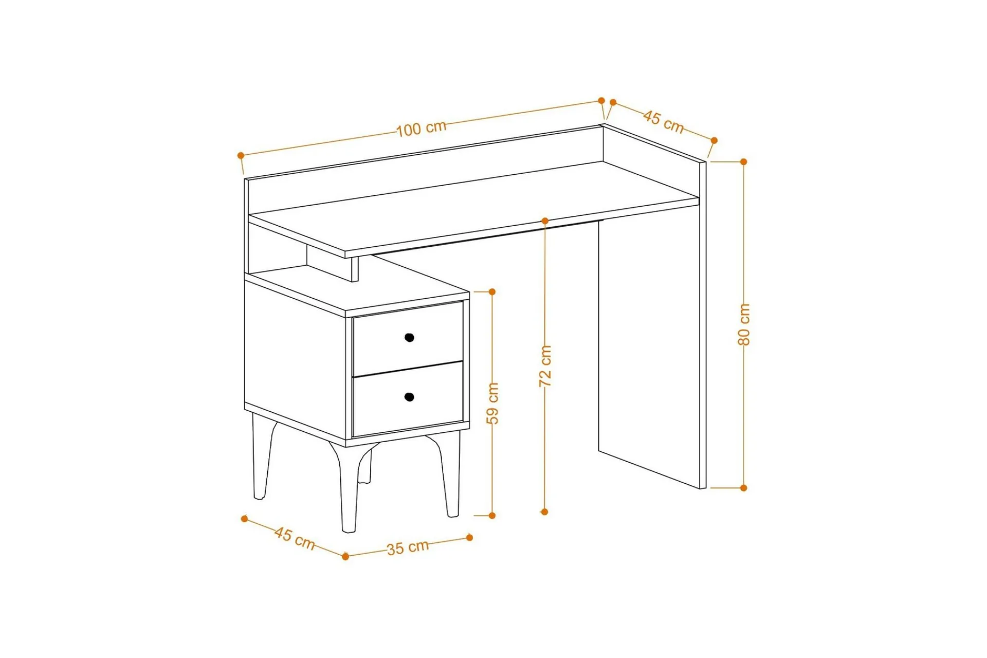 Puuk Skrivebord 45x100 cm