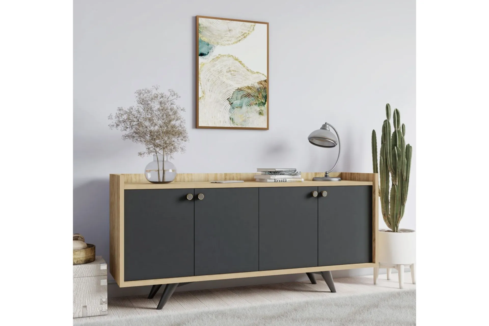 Gangbord|Avlastningsbord-Qeleddun Avlastningsbord 150 cm Natur,Antracit