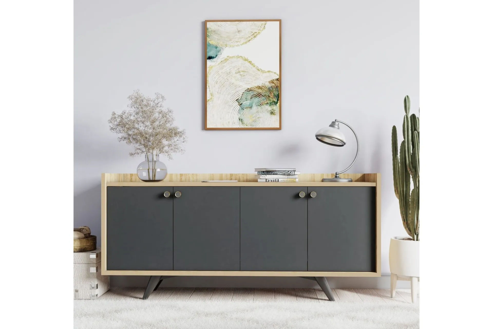Gangbord|Avlastningsbord-Qeleddun Avlastningsbord 150 cm Natur,Antracit