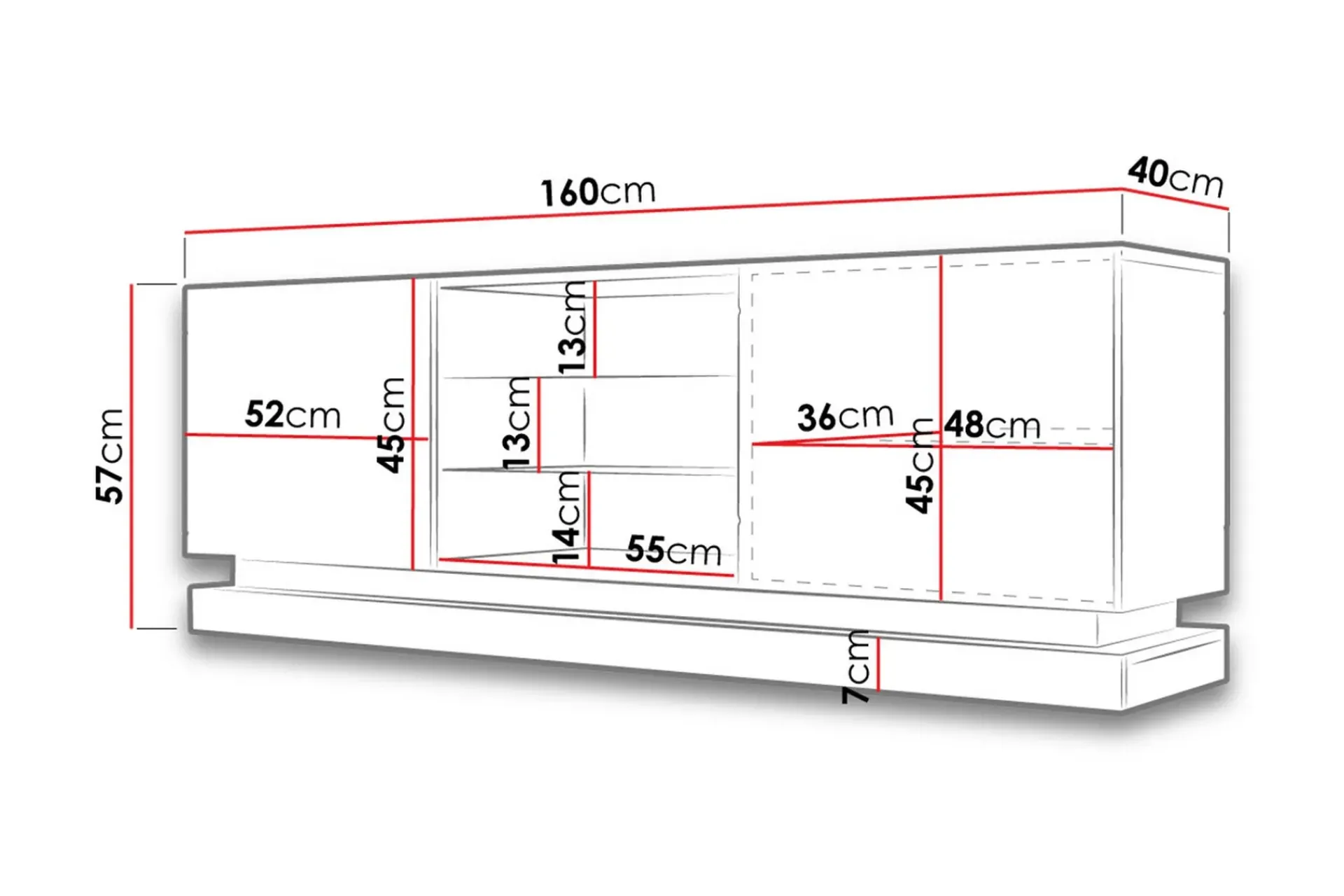 Qiu TV-Benk 40x160 cm LED-belysning