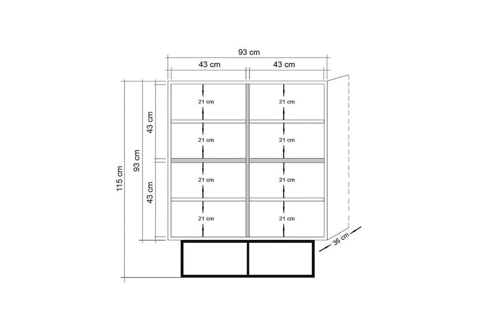 Quantum Solo Highboard 93x115 cm Svart/Brun