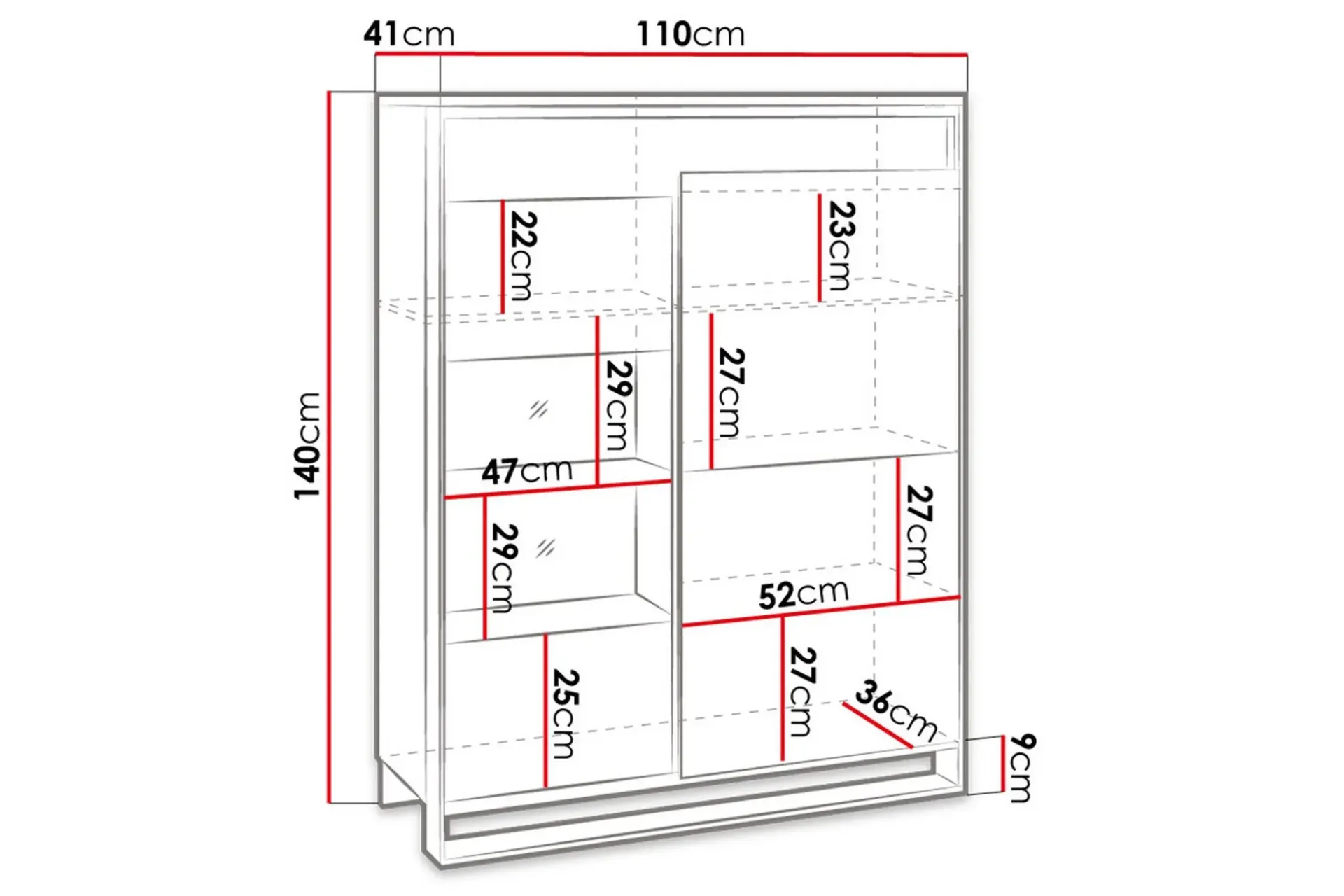 Vitrineskap|Skap-Quant Vitrineskap 41x110 cm Svart,Tre/Natur