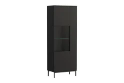 Scandinavian Choice Vitrineskap|Skap-Querty Vitrineskap LED-belysning Hvit Svart