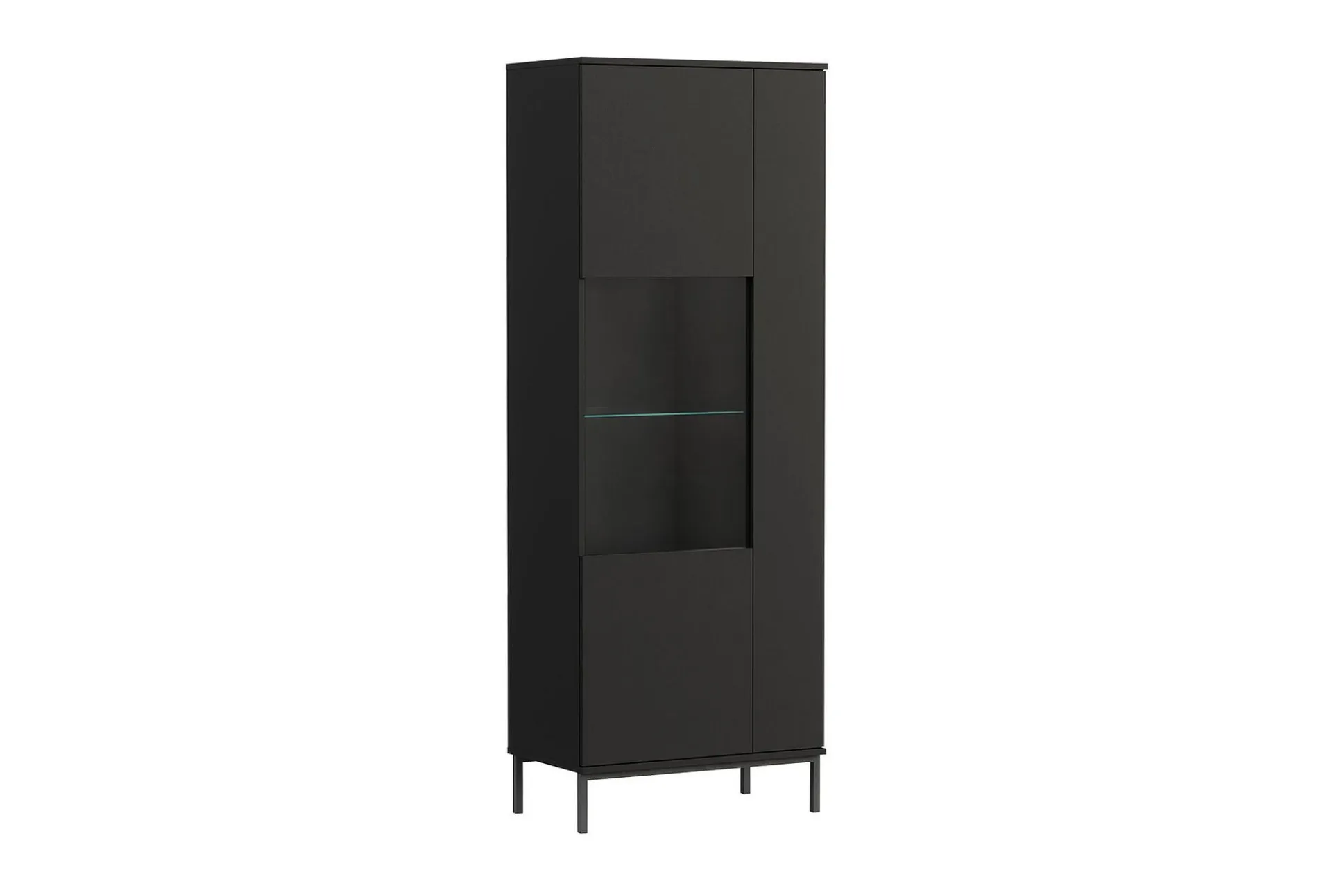 Scandinavian Choice Vitrineskap|Skap-Querty Vitrineskap LED-belysning Hvit Svart