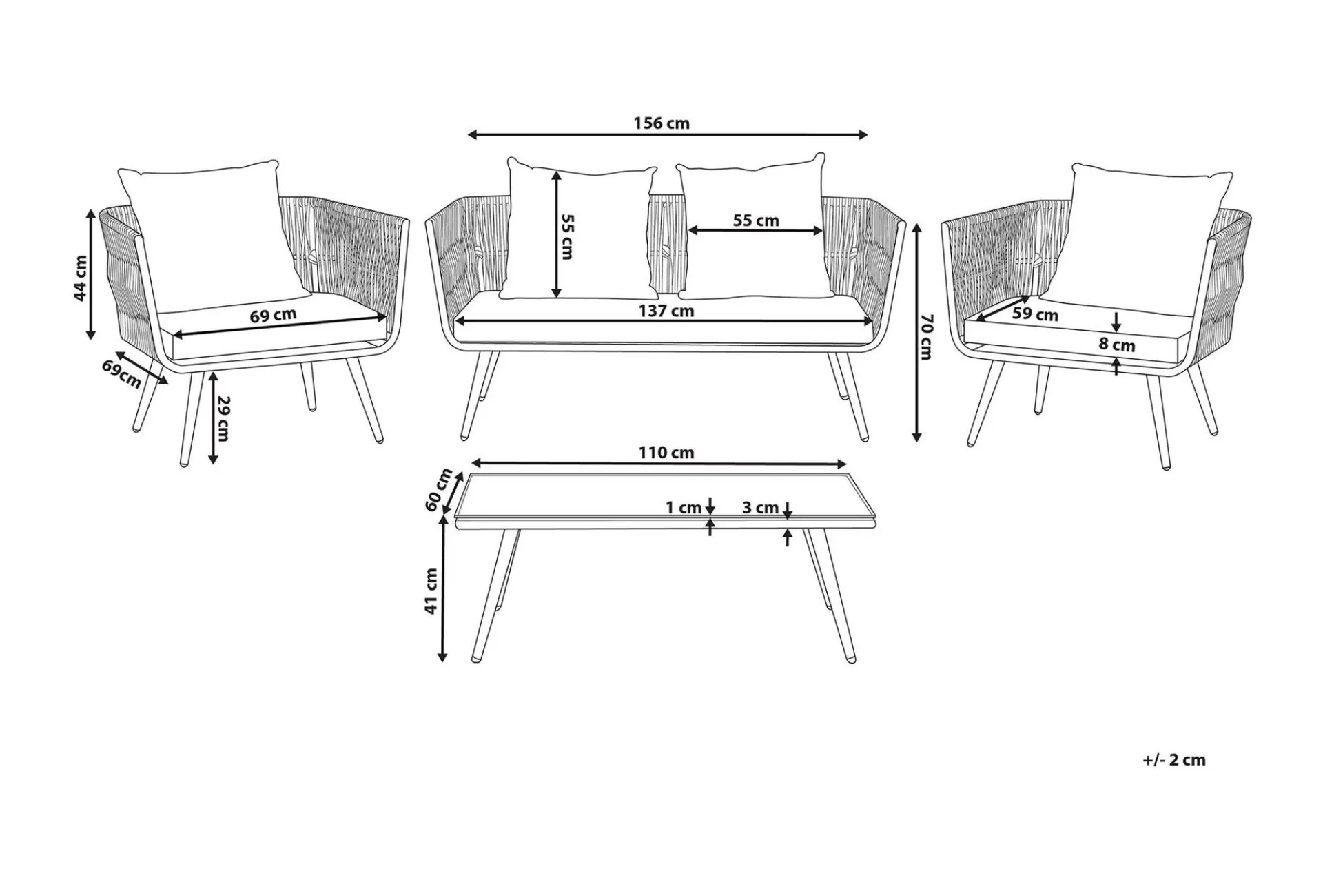 Ragusa Loungegruppe 156 cm